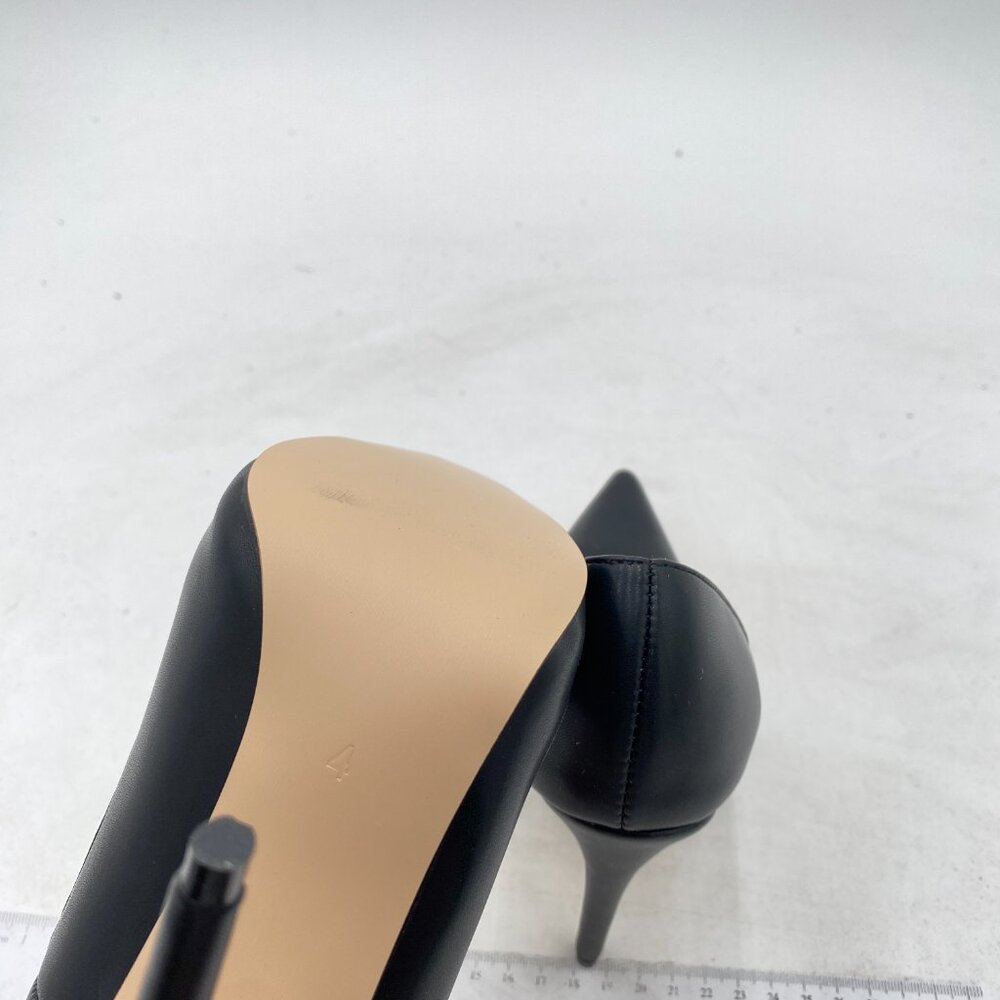 FSJ Black Pointed Toe Pumps High Heel Sexy Stilettos Slip On Office Dress Shoes - Picture 6 of 8